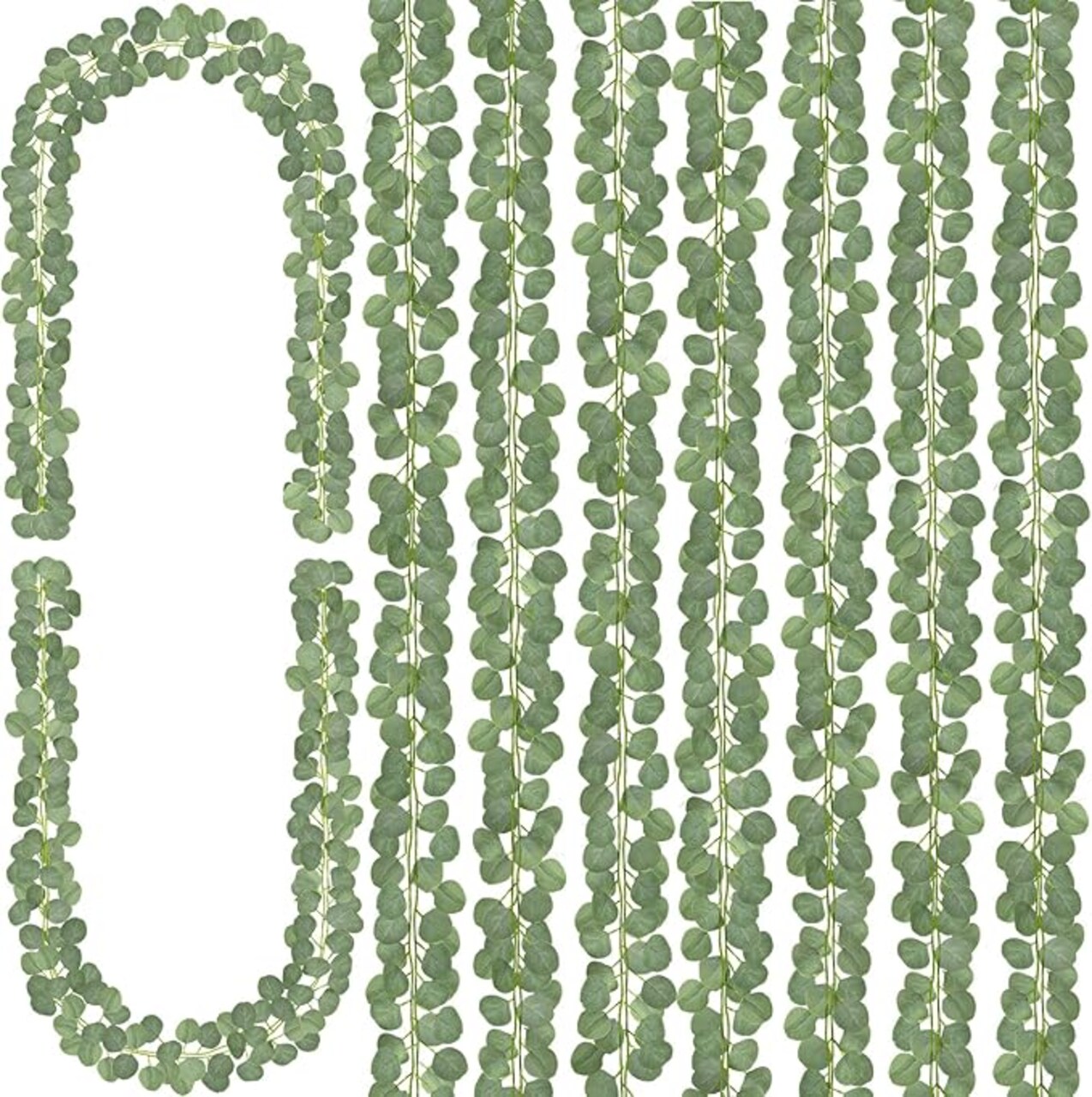 8Pcs Eucalyptus Garland,Artificial Eucalyptus Leaves Table Greenery Garland Wreath Spring Vines for Wedding Party Table Bedroom Wall Room Decor